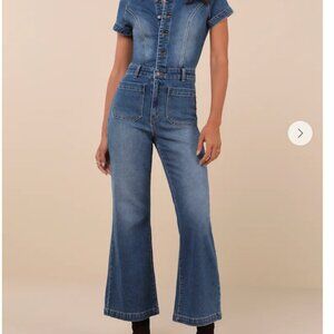 ROLLA'S Sailor Dark Wash Short Sleeve Jumpsuit - Blue Denim